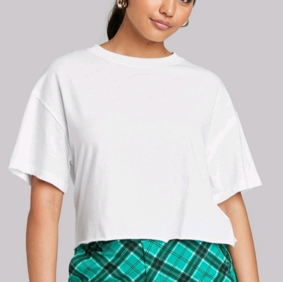 wild fable Tops Nwt Wild Fable White Relaxed Fit Cropped Tshirt